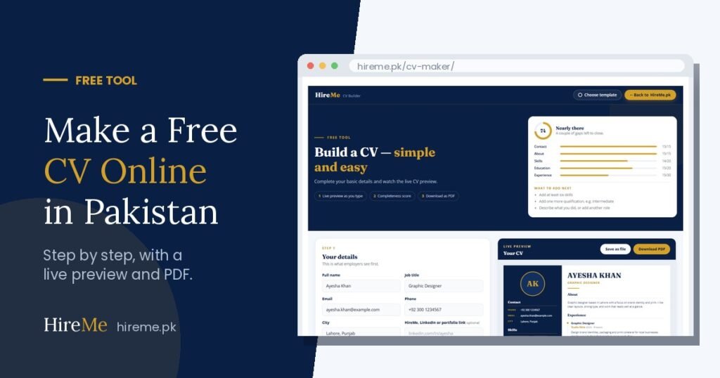Make a free CV online in Pakistan